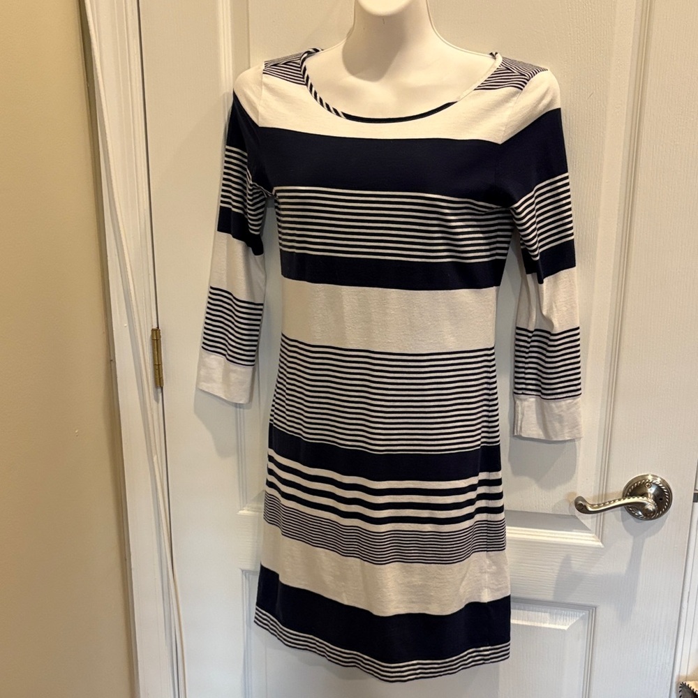 Lilly Pulitzer Navy & White Striped Marlow Pima Cotton Dress Size S